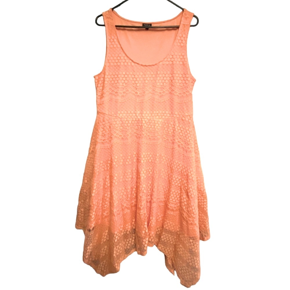 Peach Lacy Skater Dress, Mid-Length. Torrid, 1